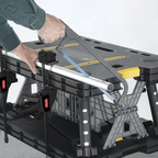Heavy-Duty Folding Workbench – Portable Work Table with Clamps, Tool Storage, Weather-Resistant Sawhorse Stand