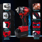 3-in-1 Cordless Brushless Impact Wrench (Tool Only — Battery Not Included) | 450 Nm Power Tool — Ideal for Automotive Repair & Home DIY | Red & Black Design